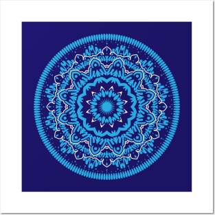 Flower Mandala Blue Posters and Art